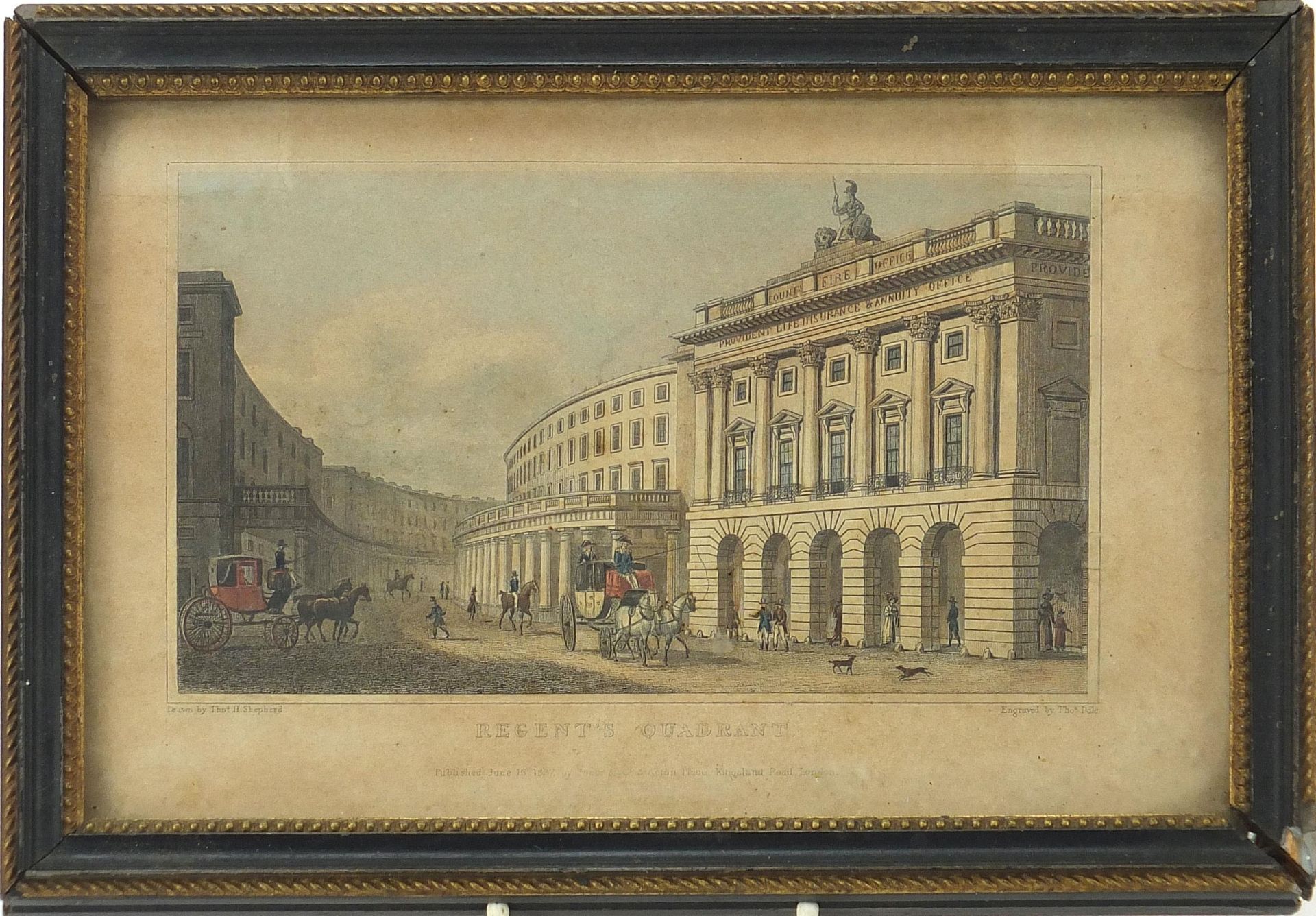 Five antique and later prints including Regent's Quadrant, The Pavilion and a Venetian canal with - Image 18 of 30