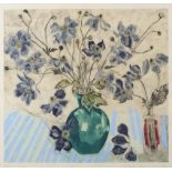 Jenny Devereux - Blue flowers, pencil signed limited edition print in colour numbered 170/250,