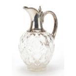 John Grinsell & Sons, Edwardian silver mounted cut glass claret jug, London 1903, 21cm high