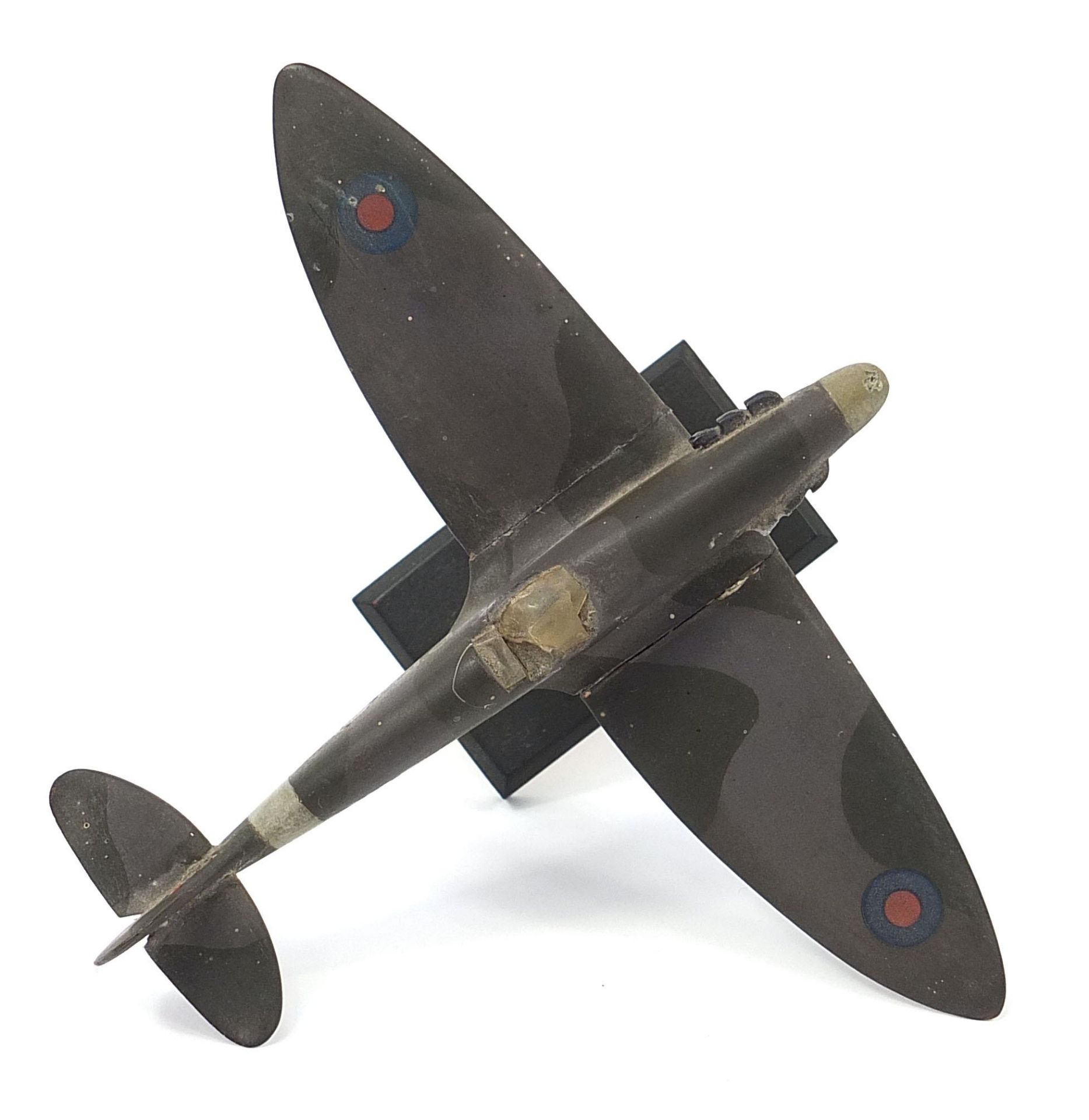 Military interest hand painted wooden model of a Spitfire, inscribed made by Flight Lieutenant Ralph - Image 3 of 5