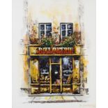 Boulangerie, French street scene, acrylic, mounted, framed and glazed, 36.5cm x 28.5cm excluding the