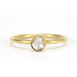 Indian silver gilt diamond ring, size Q, 1.8g