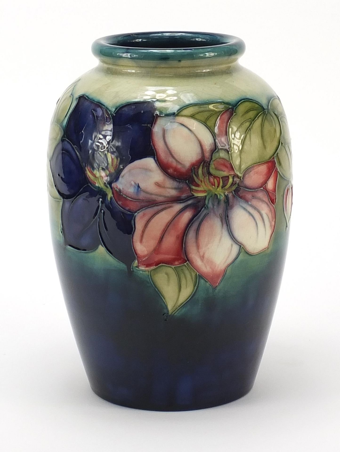 Large Moorcroft pottery vase hand painted with flowers, signature and marks to the base, 24cm high