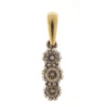 9ct gold diamond three stone pendant, marked 0.25, 1.8cm high, 1.7g