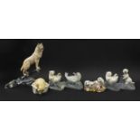 Seven Franklin Mint porcelain figure groups on naturalistic bases to include seals, polar bear
