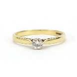 18ct gold diamond solitaire ring, the diamond approximately 3.5mm in diameter, size M, 2.2g