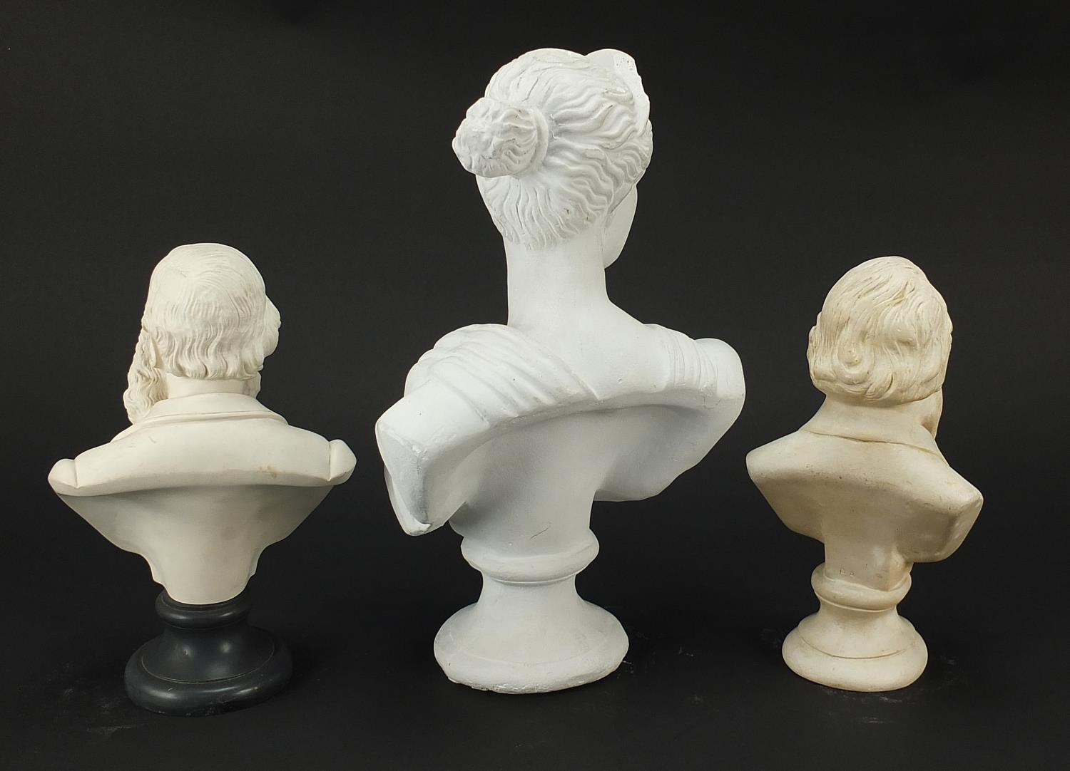 Three classical busts including one of Jacques Offenbach, the largest 33cm high - Image 6 of 9