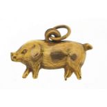 9ct gold pig charm, 1.5cm in length, 0.3g
