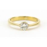 18ct gold diamond solitaire ring, the diamond approximately 4.5mm in diameter, size J, 2.5g
