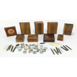 Woodenware, mainly boxes some inlaid with animals and a Book of Common Prayer, the largest 12cm