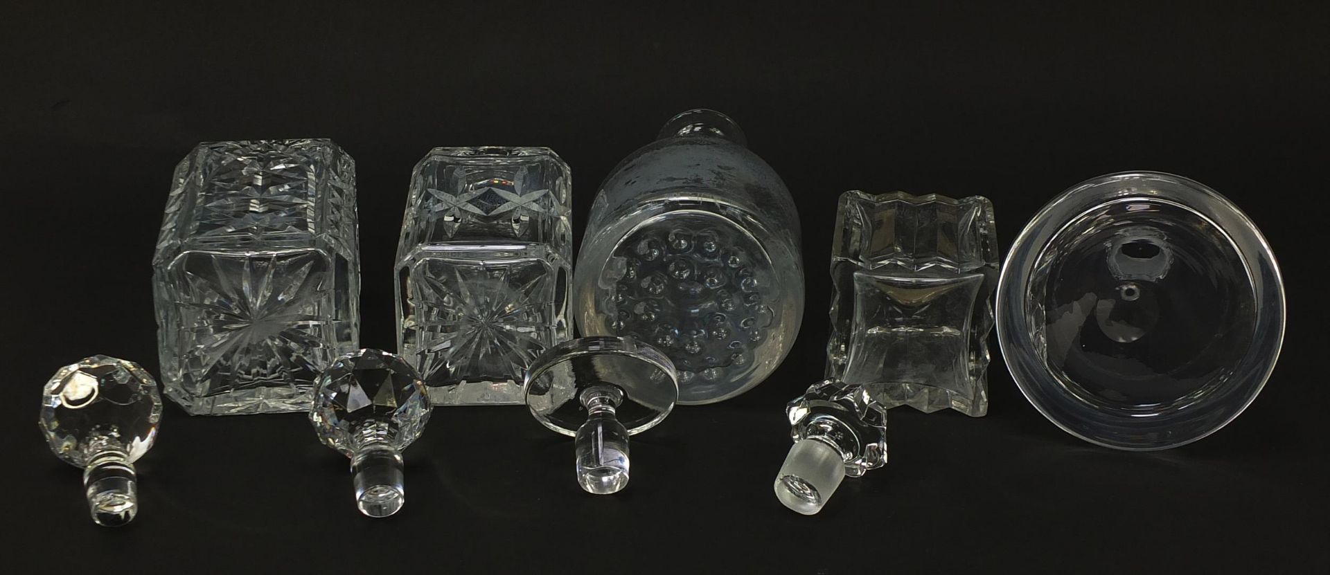 Five cut glass decanters including one with a silver plated collar and one Swedish design, the - Image 6 of 7