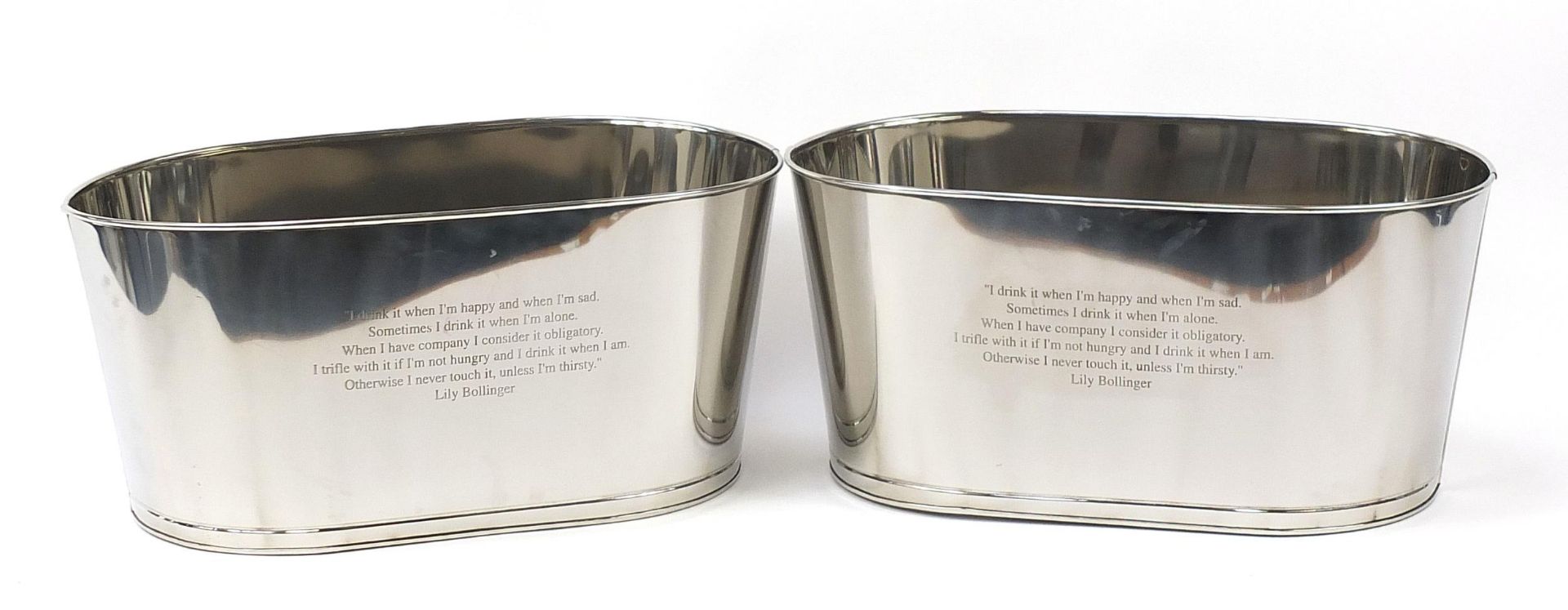 Pair of large Champagne ice buckets with Napoleon Bonaparte and Lily Bollinger mottos, each 30cm H x - Image 3 of 4