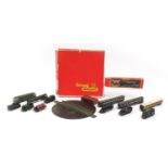 Hornby 00 gauge model railway including engines, carriages and boxed Tri-ang Railways turntable, the