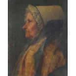 Portrait of an elderly lady, 19th century Dutch school oil on canvas, mounted, framed and glazed,