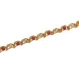 9ct gold ruby and diamond bracelet, 18cm in length, 5.7g