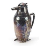Art Deco design silver plated cocktail pourer in the form of a penguin, 21cm high