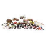 00 gauge model railway accessories including track side buildings and wagons