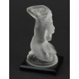 Lalique style frosted glass paperweight of a nude female, 9cm high