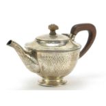 A E Jones, George V silver tea for one teapot with wooden handle and knop, Birmingham 1929, 19cm