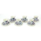 Royal Worcester Blue Chelsea six place coffee set, each cup 6cm high