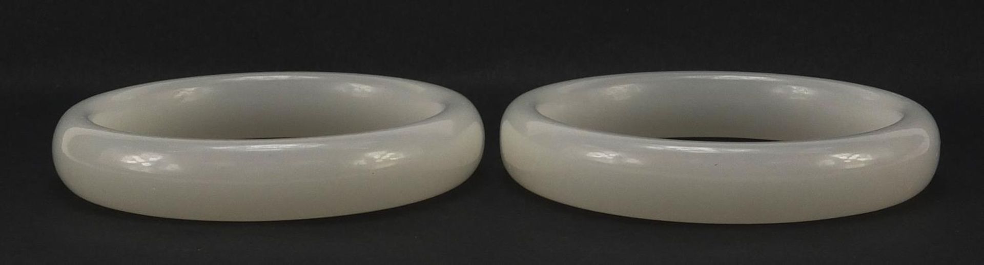 Two Chinese white jade bangles, 7.8cm in diameter - Image 2 of 3