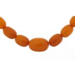 Butterscotch amber coloured bead necklace, 54cm in length, 19.0g