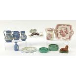 Collectable china including Wedgwood Jasperware, Paragon baby's plate decorated with Mickey Mouse