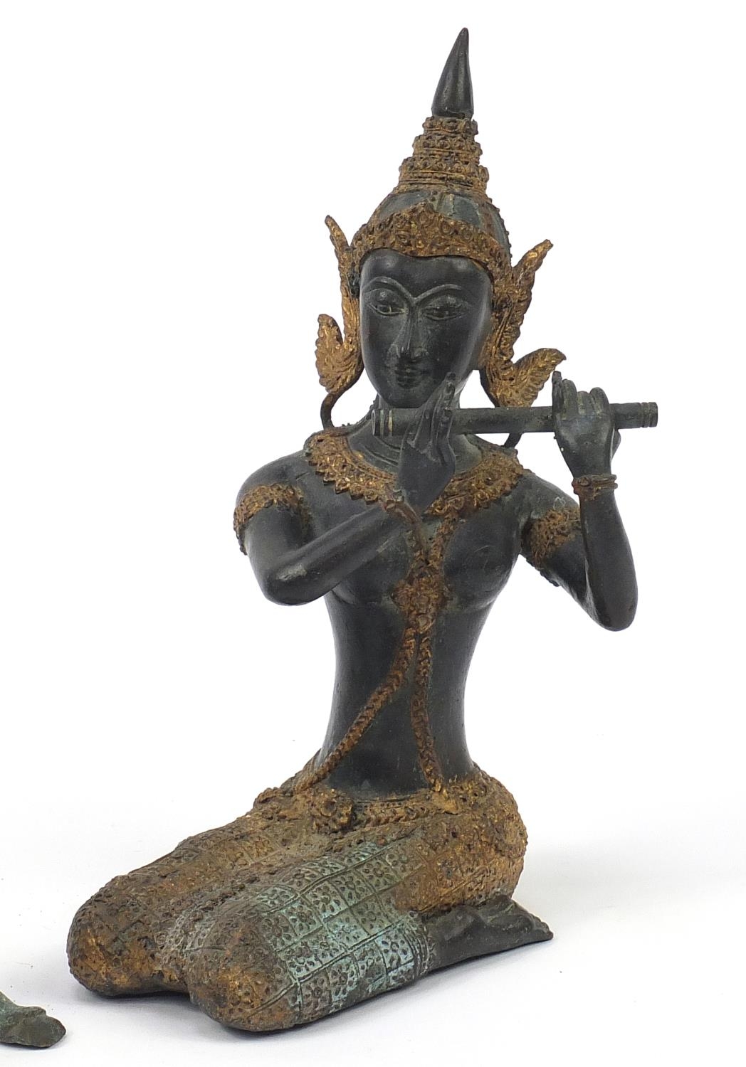 Thai patinated bronze figure of a deity and Chinese dragon - Image 3 of 9
