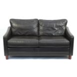 Brown leather two seater sofa, 160cm wide