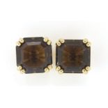 Pair of 9ct gold citrine stud earrings, 8.2mm x 8.2mm, 3.5g