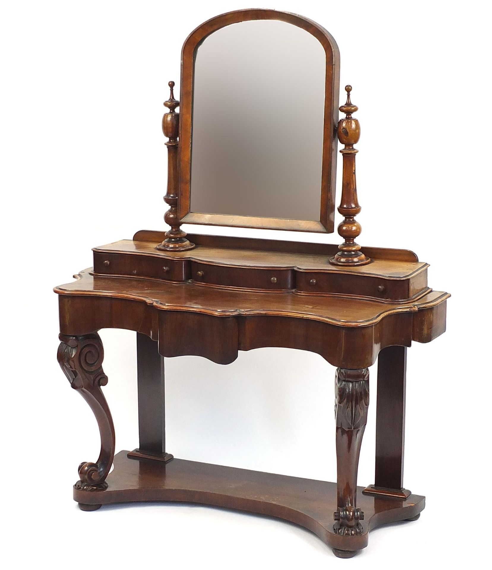 Victorian mahogany Duchess dressing table with swing mirror, 155cm H x 120cm W x 53cm D