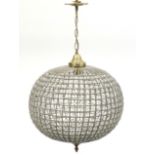 Large ornate globular chandelier with gilt metal mounts, 70cm high x 40cm in diameter