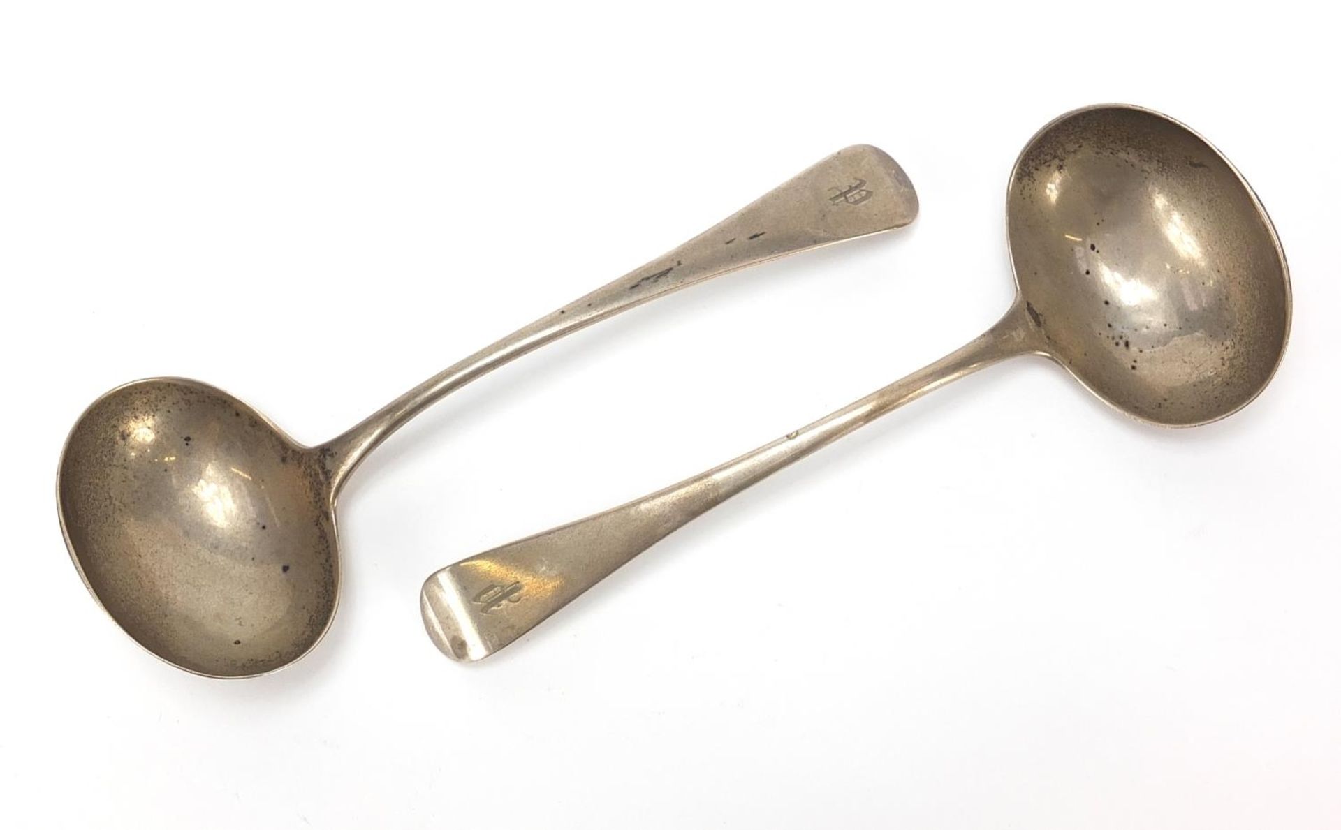 Richard Crossley, pair of George III silver ladles, London 1800, 16.5cm in length, 95.6g - Image 2 of 4