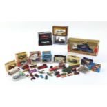 Diecast and other vehicles including Schuco Audi R8 coupe, Mini Champs, Corgi, Britains skip lorry