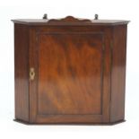 Antique mahogany hanging corner cupboard, 51cm H x 55cm W x 40cm D