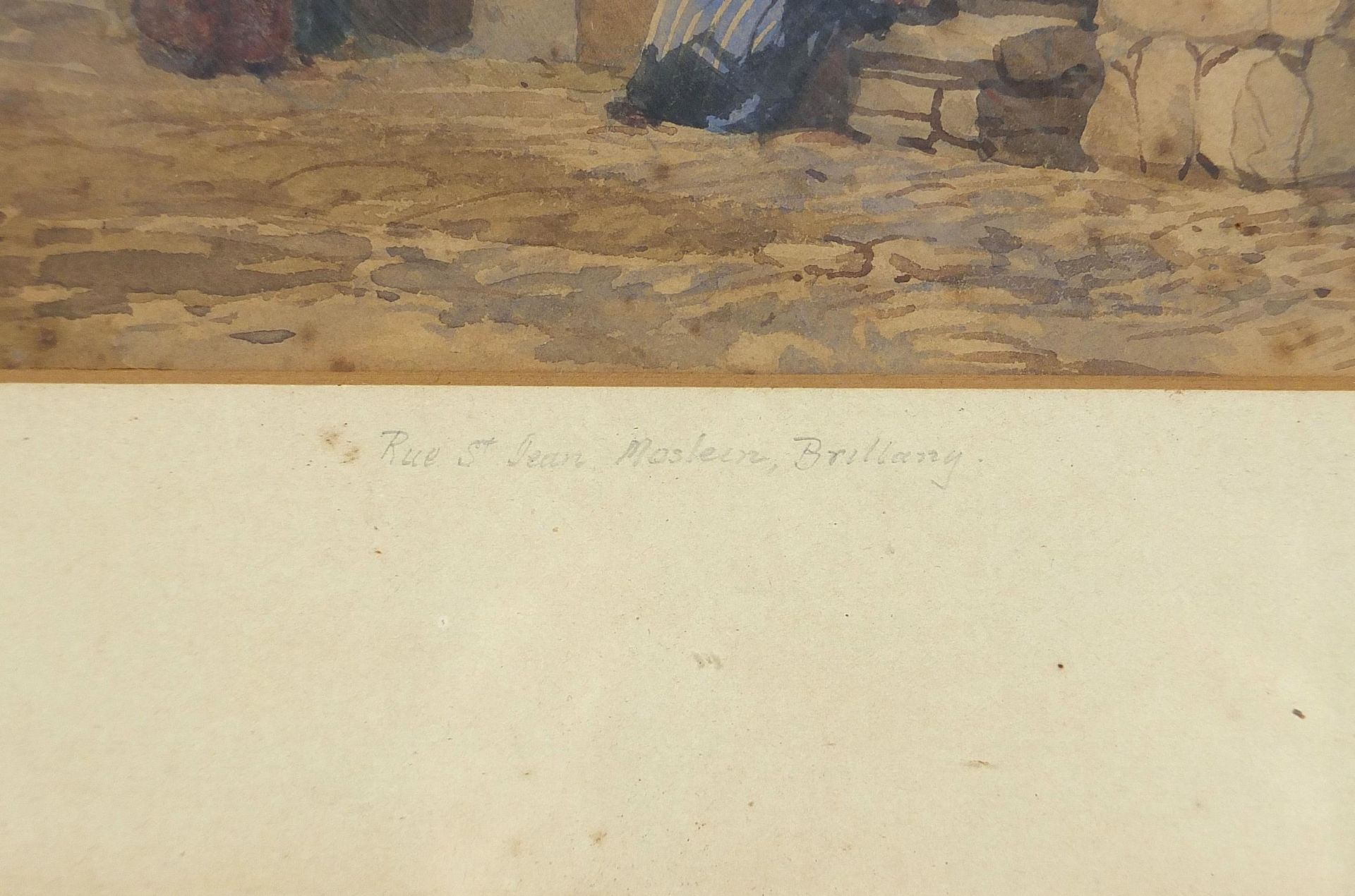 Rue St Dean, Brittany, mid 19th century watercolour and buildings beside water, 19th century - Image 4 of 11