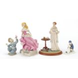 Collectable porcelain to include a Nao boy and Franklin Mint, the largest 26cm high