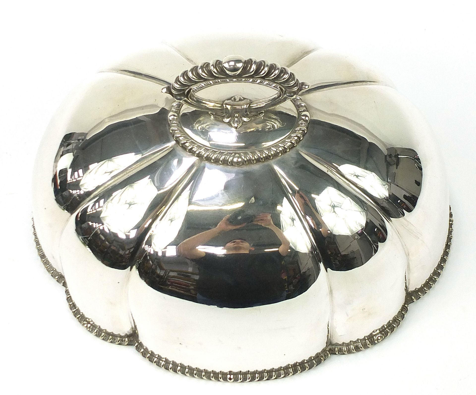 Large Victorian silver plated meat dome numbered 2149, 40.5cm wide - Image 5 of 5