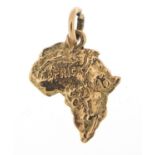 9ct gold Africa charm, 2cm high, 2.1g