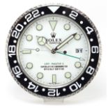 Rolex design dealer's display wall clock, 34cm in diameter