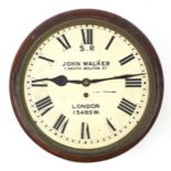 Victorian railway interest Southern Railway mahogany fusee wall clock with painted dial inscribed