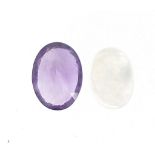 Two gemstones with certificates comprising moonstone 1.14 carat and amethyst 1.11 carat