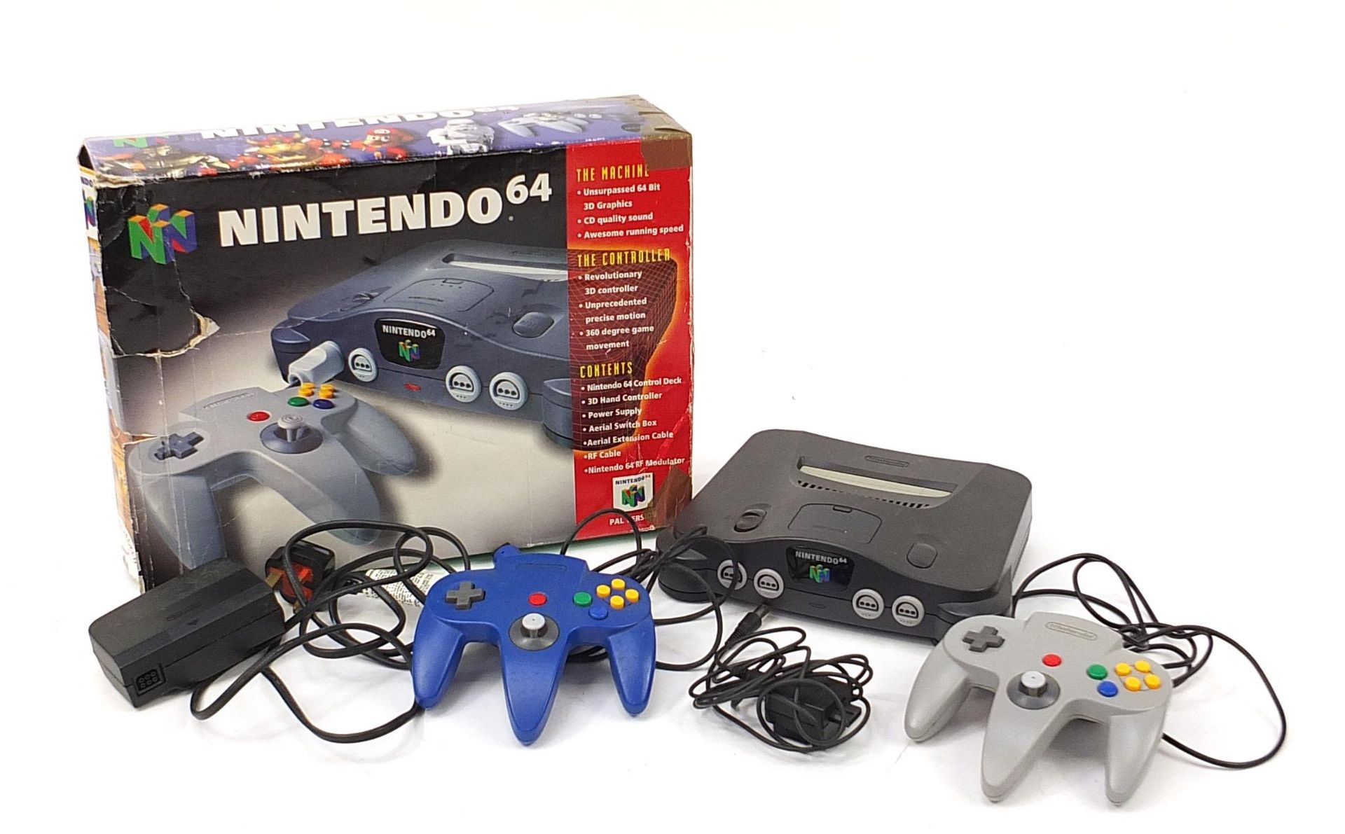 Nintendo 64 games console with box