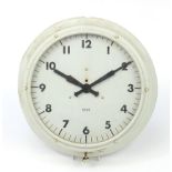 Gent of Leicester, vintage white painted electric wall clock, 40cm in diameter