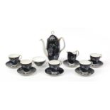 Royal Albert Oriental pattern bone china coffee set, the largest 23cm high