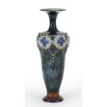 Royal Doulton, Art Nouveau stoneware vase hand painted with stylised flowers, 25cm high