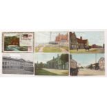 Antique and later postcards and greetings cards including photographic views, military interest