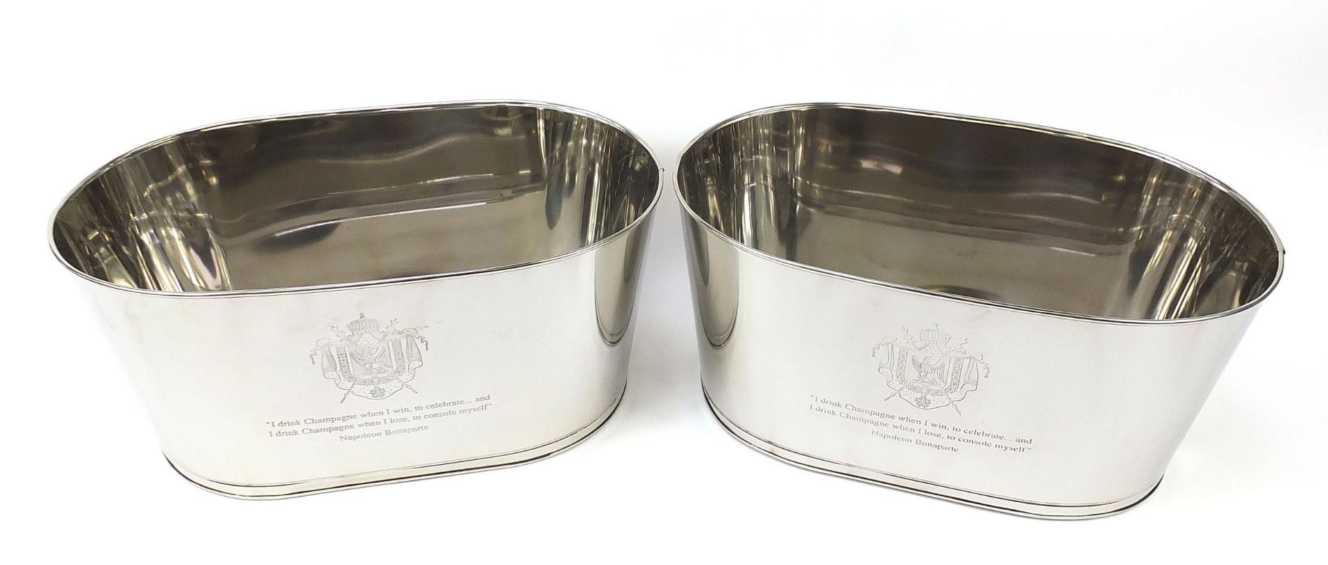 Pair of large Champagne ice buckets with Napoleon Bonaparte and Lily Bollinger mottos, each 30cm H x - Image 2 of 4