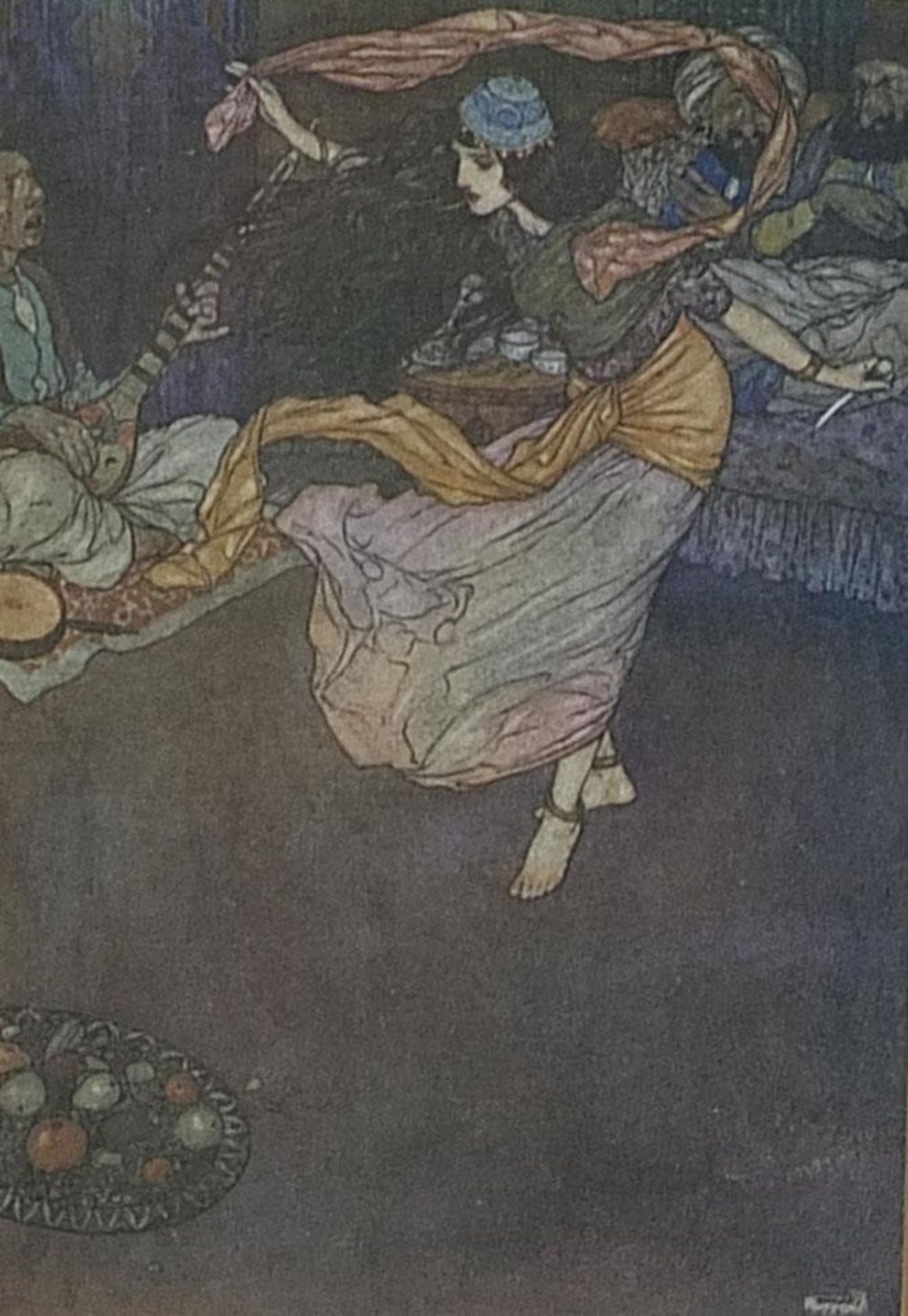 After Edmund Dulac - Seven prints in colour including a mosque and females dancing, mounted, - Bild 25 aus 28