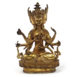 Chino Tibetan gilt bronze figure of buddha, 28cm high